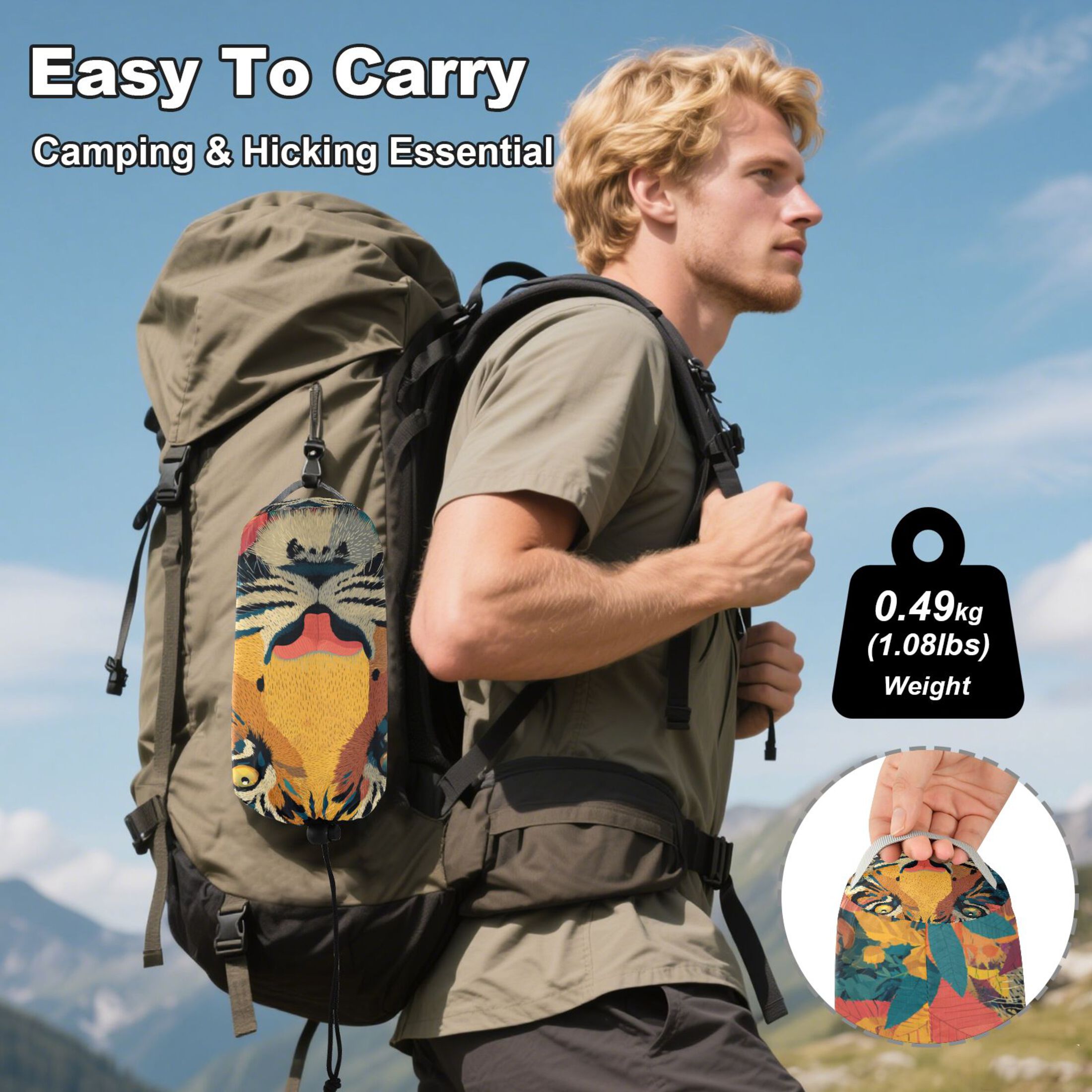 Hammock Camping Hammock Nylon Portable Hammock Travel Camping Hammock Orange Tiger Cartoon