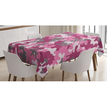 

Camo Tablecloth Cute Sweet Pattern in Pink Tones Feminine Design Girlish Vibrant Artistic Rectangular Table Cover for Dining Room Kitchen 52 X 70 Inches Magenta Hot Pink Grey by Ambesonne