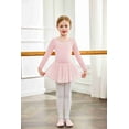 thumbnail image 3 of Arshiner Girls Ballet Leotards with Chiffon Dance Skirt Long Sleeve Crisscross Back Toddler Dance Outfit Combo, 3 of 7