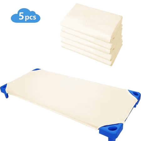 GOLDCOLIN 5 Pack Toddler Day Care Cot Sheet 100% Natural Cotton Percale 23" x 51" YELLOW Soft Breathable Unisex Fitted Cot Cover