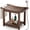 2 Tier - Walnut, variant on Natural Acacia Wood Shower Bench, 450 LBS Waterproof Spa Seat with Storage Shelf, Built-in Handle & Shower Head Holder, Slatted Drainage Design Indoor Outdoor Bathroom Shaving Stool