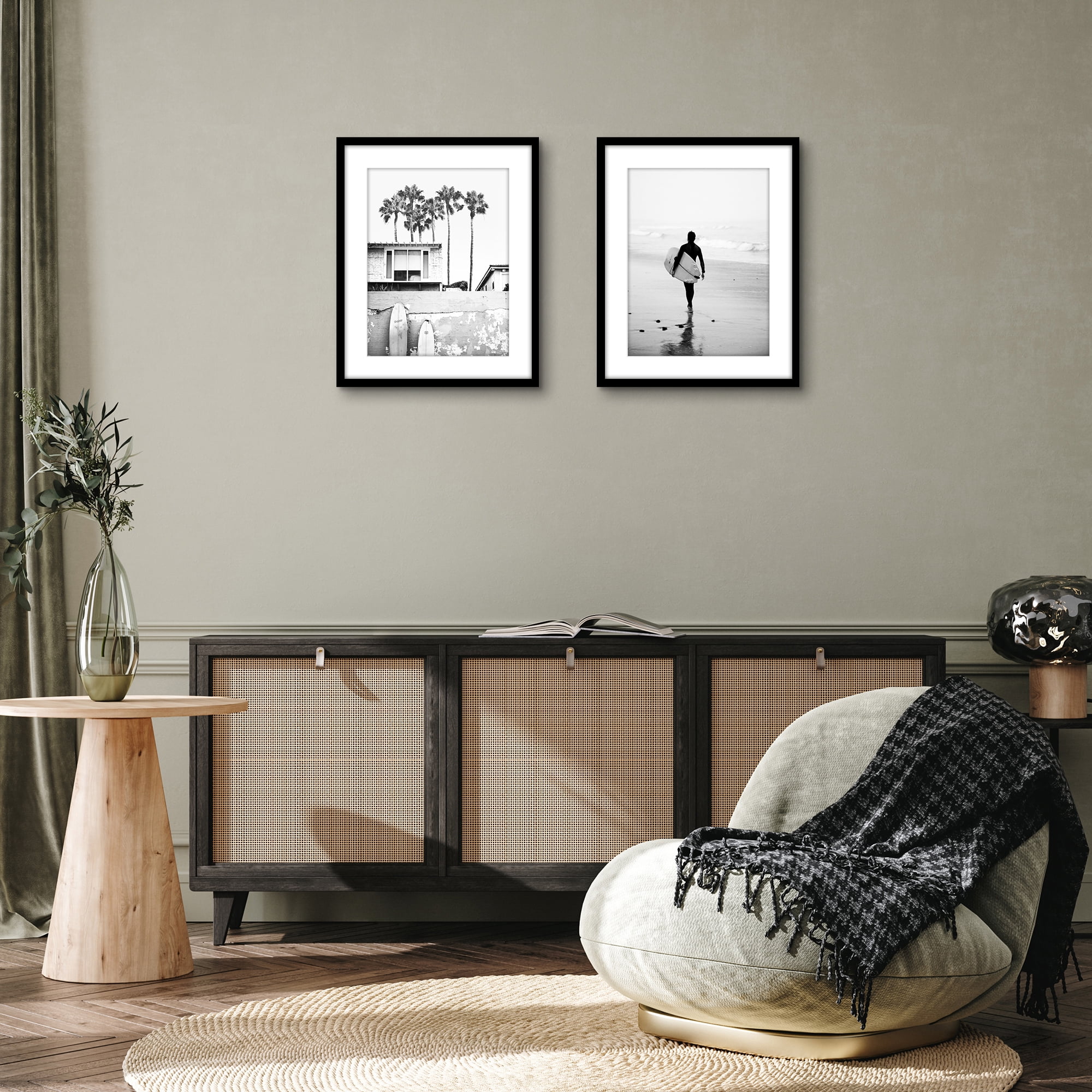 Americanflat 16x20 Picture Frame with Polished Plexiglass with 12x16 Mat 2 Pack Display Photo Galleria - Black