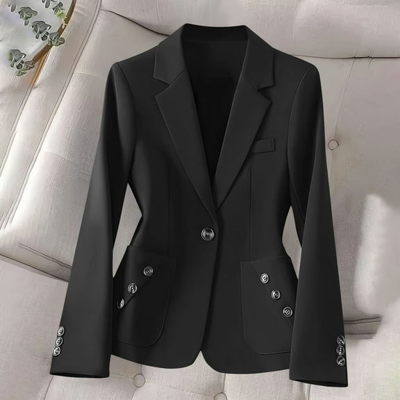 Black*Friday Chaoheng Oversized Blazers for Women Women's Long Sleeve Notch Lapel Blazer,Classic Casual Office Wear Jacket