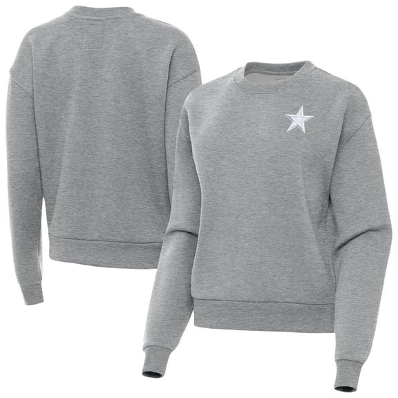 Women's Antigua  Heather Gray Dallas Cowboys Victory Crew Pullover Sweatshirt