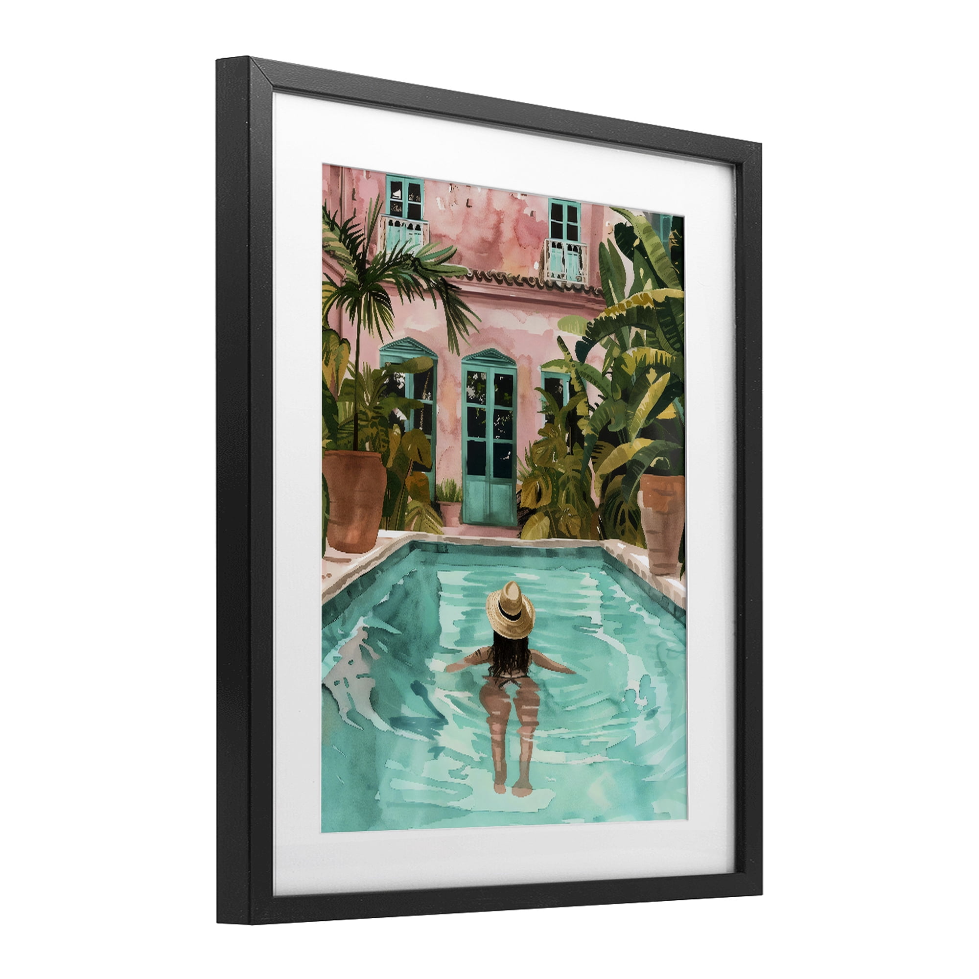 Stupell Industries Girl Swimming In Pool Black Framed Print Under Glass, design by The Prints Vibe