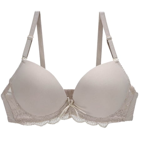 ATOYSOY Womens Bras Seamless Push Up Lace Gathering Bra Breathable Bralettes Ladies Comfortable Soft for All Day Wear (Khaki S)