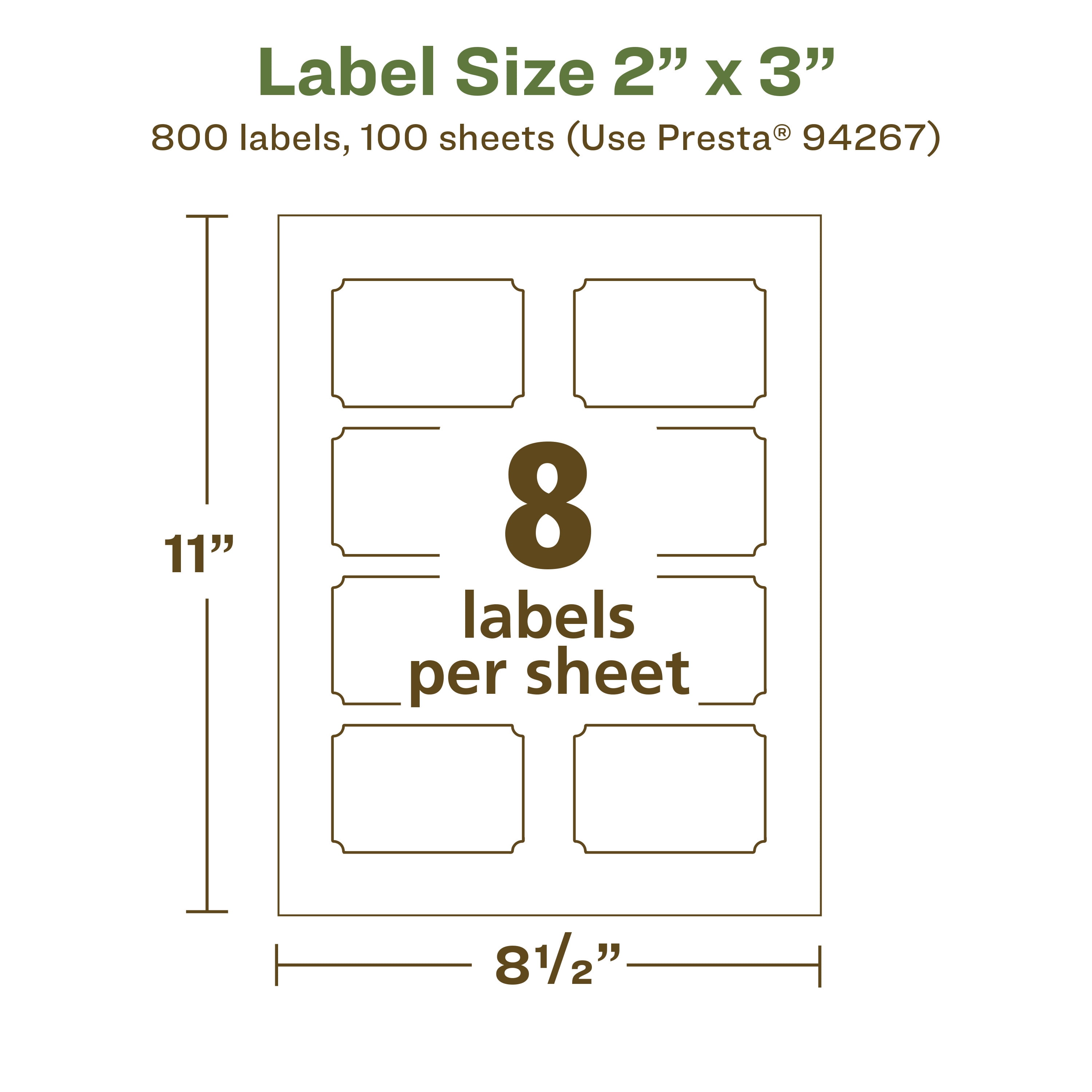 Avery EcoFriendly Rectangle Scalloped Labels, 2" x 3", 800ct
