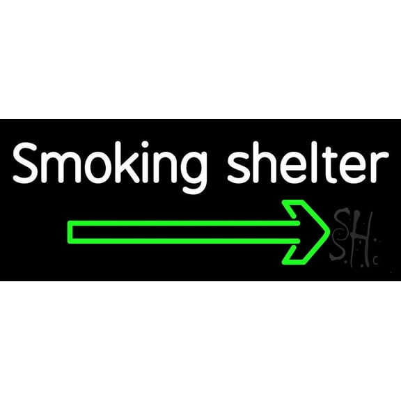 Smoking Shelter LED Neon Sign 13 x 32 - inches, Clear Edge Cut Acrylic Backing, with Dimmer - Bright and Premium built indoor LED Neon Sign for Bar decor.