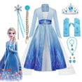 thumbnail image 2 of Vestido de princesa Elsa inspirado en DISNEY Frozen 2 para niñas pequeñas, disfraz de reina de la nieve para Halloween, 3, 4, 5, 6 y 8 años, bata de Cosplay para fiesta para niños Fivean unisex, 2 of 2