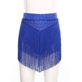 thumbnail image 3 of inlzdz Women's Dance Skirt Elastic Waistband Tiered Tassels Skirts for Latin Salsa Competition Blue L, 3 of 7