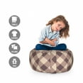 thumbnail image 2 of Geometric Storage Toy Bag Chair, Repeating Pattern with Diagonal Checkered Motif Illustration, Stuffed Animal Organizer Washable Bag, Large Size, Warm Taupe Dark Taupe, by Ambesonne, 2 of 3
