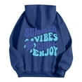thumbnail image 3 of IWRICH Kids Sweatshirt Graphic Hoodies for Boys Girls Letter Print Casual Long Sleeve Drawstring Pullover Tops with Pocket,Size 2-13 Years Dark Blue 150, 3 of 4