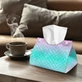 thumbnail image 4 of ZUXONGSY Mermaid Scale Tissue Box Covers 2 Pieces Elegant Office Desk Decorations with Buckle Rectangular PU Long Tissue Box Cover Replacement Napkin Tissue Dispenser Attractive Decor, 4 of 7