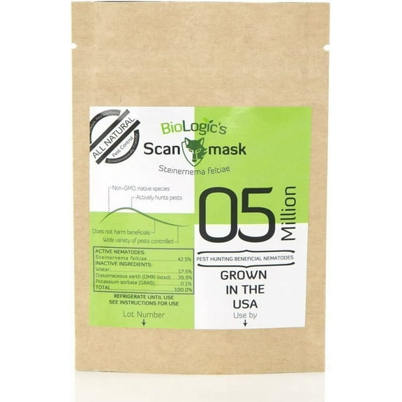 Scanmask Steinernema Feltiae (Sf) Beneficial Nematodes for Natural Insect Pest Control, 5 Million Size