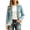 Light Blue, variant on Jean Jacket Women Plus Size Lapel Collar Boho Denim Jacket Vintage Fashion Lace Patchwork Long Sleeve Fall Outwear, S-3XL