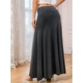 thumbnail image 3 of Women'S Casual Mid Long Skirts Stretchy Ultra-Soft Flowy Maxi Formal Skirts High Waist Lounge Skirts Dark Gray S, 3 of 5