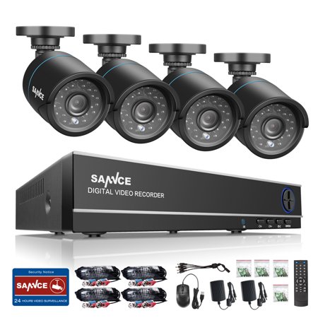UPC: 0615116506355 | SANNCE 4CH 720P AHD DVR 4x 720P Outdoor Home Surveillance IR Camera System HD(Hard Drive Capacity is optional:0-NO HDD 1-1TB HDD)