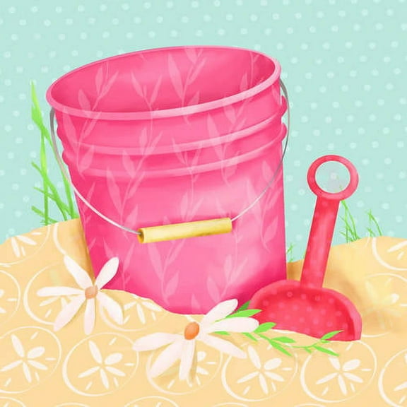 Oopsy Daisy's Shovel and Pink Pail Canvas Wall Art, 10x10