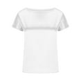 thumbnail image 5 of iHengLiXing Spring Tops for Womens Dressy Casual Women's Casual Solid Color Short-Sleeved Crew-Neck Top White S, 5 of 6