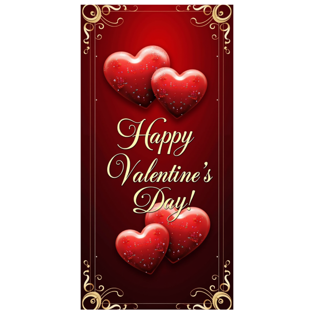 Valentine's Day Backdrop Banner with Romantic Heart Design Valentine Party Supplies Background Decorations Photography Props