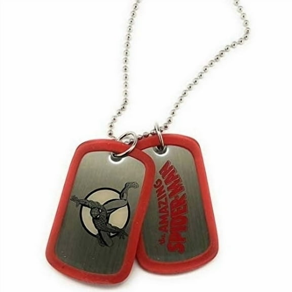 Dog Tag Red Spiderman Action Double Dog Tag Necklace Marvel Comics vintage jewelry