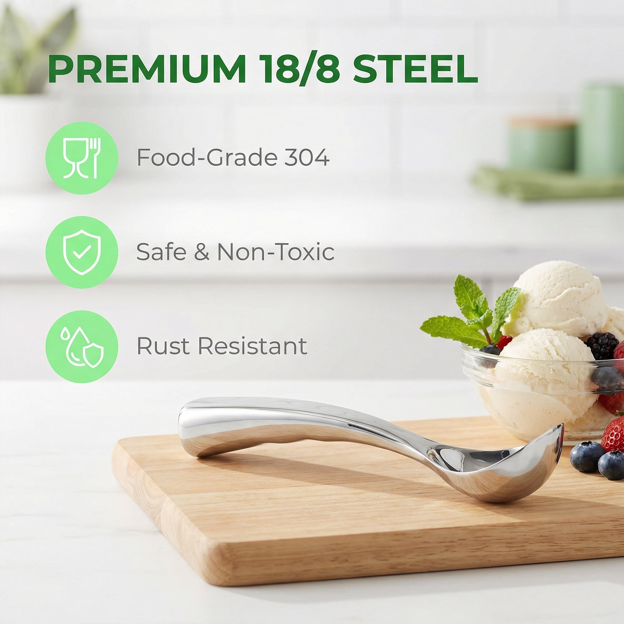 Unique Bargains Stainless Steel Ice Cream Scoop for Cookie Dough Silver 6.7in