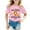Pink, variant on Girls' Casual Printed Round Neck Short Sleeved Shirt T Shirt Casual Shirt with Shelf Bra for Women