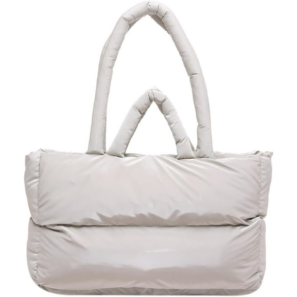 shiyou-Quilted Tote Bag, Puffer Tote Bag for Women, Puffy Bag, Medium Puff Shoulder Handbag for Travel, Work, Gym,Shop