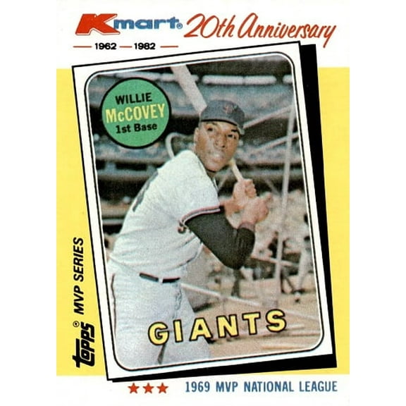 Willie McCovey San Francisco Giants 1982 Topps Kmart 20th Anniversary Baseball Card #16 (1969)