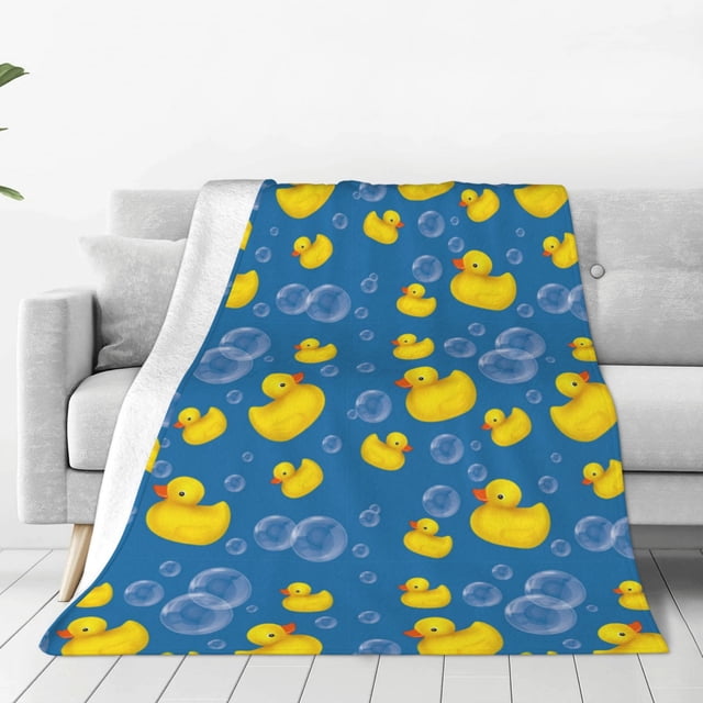 Balery Rubber Duck Manta de Felpa Suave y Acogedora – Cobija de Franela Aterciopelada para Cama, Lavable y Cálida para Sofá, Mascotas, Transpirable-50"x40"