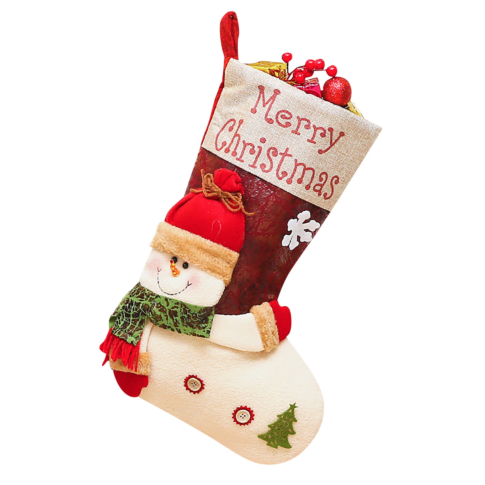 12 PCS Christmas Stocking Socks Santa Claus Candy Bag Xmas Tree Hanging Ornament 