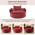 thumbnail image 6 of 57.5" Swivel Round Chair with Dual-layer Cushion, Corduroy Swivel Accent Barrel Chair with 3 Removable Pillows, 38'' Deep Seat Single Sofa Armchair for Living Room,Bedroom,Office, Red, 6 of 9