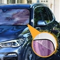 thumbnail image 4 of Foldable Car Windshield Sunshade UV Sun Visor Protector Blocks UV Rays Keeps Vehicle Cool 53x23.5 Inch Hints Of Pink Marble, 4 of 8