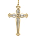 thumbnail image 1 of 14K Yellow Gold 1/4Ct. Diamond Fancy Budded Cross Pendant (48.5 X 27) Made In India pm5101-025-ywa, 1 of 5