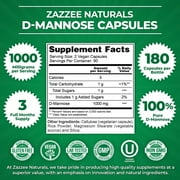 Zazzee D-Mannose 1000 mg – Supports Urinary Tract Health – 100% Pure – 180 Capsules