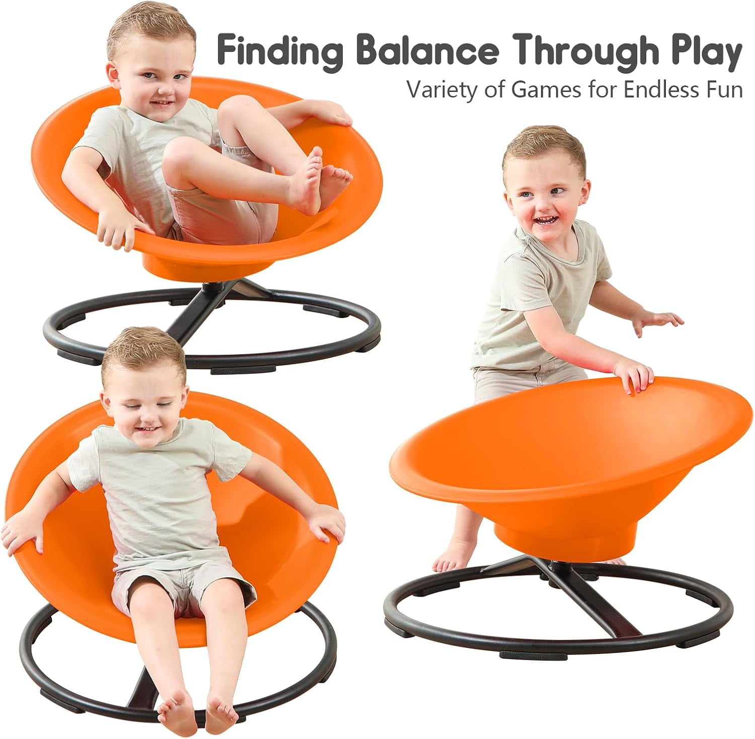 Sit And Spin Sensory Chair For Kids With Autism - Swivel Spinning Chair For Motor Skills, Balance & Active Play (Yellow)