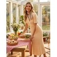 thumbnail image 6 of Merokeety Womens Summer Maxi Dress V Neck Slim Fit Knit Knit Sweater Dresses Apricot m, 6 of 6