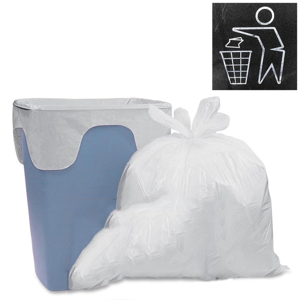 26"L x 22"W 100 Count Details about    8 Gallon White Garbage Bags Trash Bags 