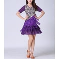 thumbnail image 3 of Whitewed Fringe Beaded Modest Latin Ballroom Dance Recital Dress Purple, 3 of 5
