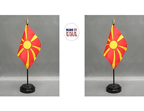 4"x6" Macedonia Stick Flag Table Staff Desk Table 