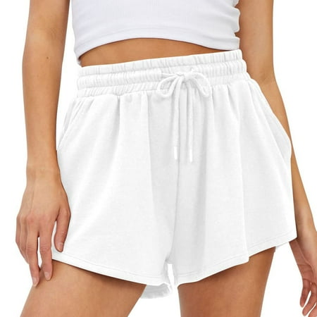 Labakihah joggers for women Womens Sweat Shorts Casual Summer Comfy Lounge Shorts Elastic Running Shorts White