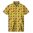 thumbnail image 3 of Camisa hawaiana con estampado 3D de fruta del dragón y naranja y plátano para hombre, blusa hawaiana de manga corta con solapa y botones para playa de verano, 3 of 5