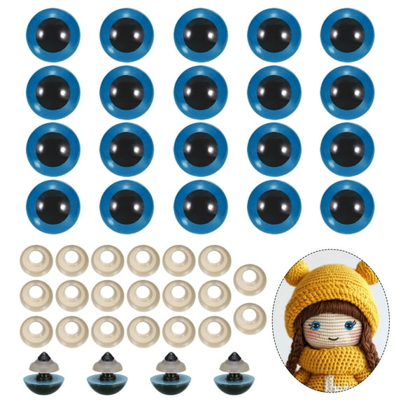Uxcell 18mm Safety Eyes, 20Pcs Realistic Doll Crocheting Safety Eyes with Washers for Decor Crochet Accessories Dolls Craft Halloween, Blue