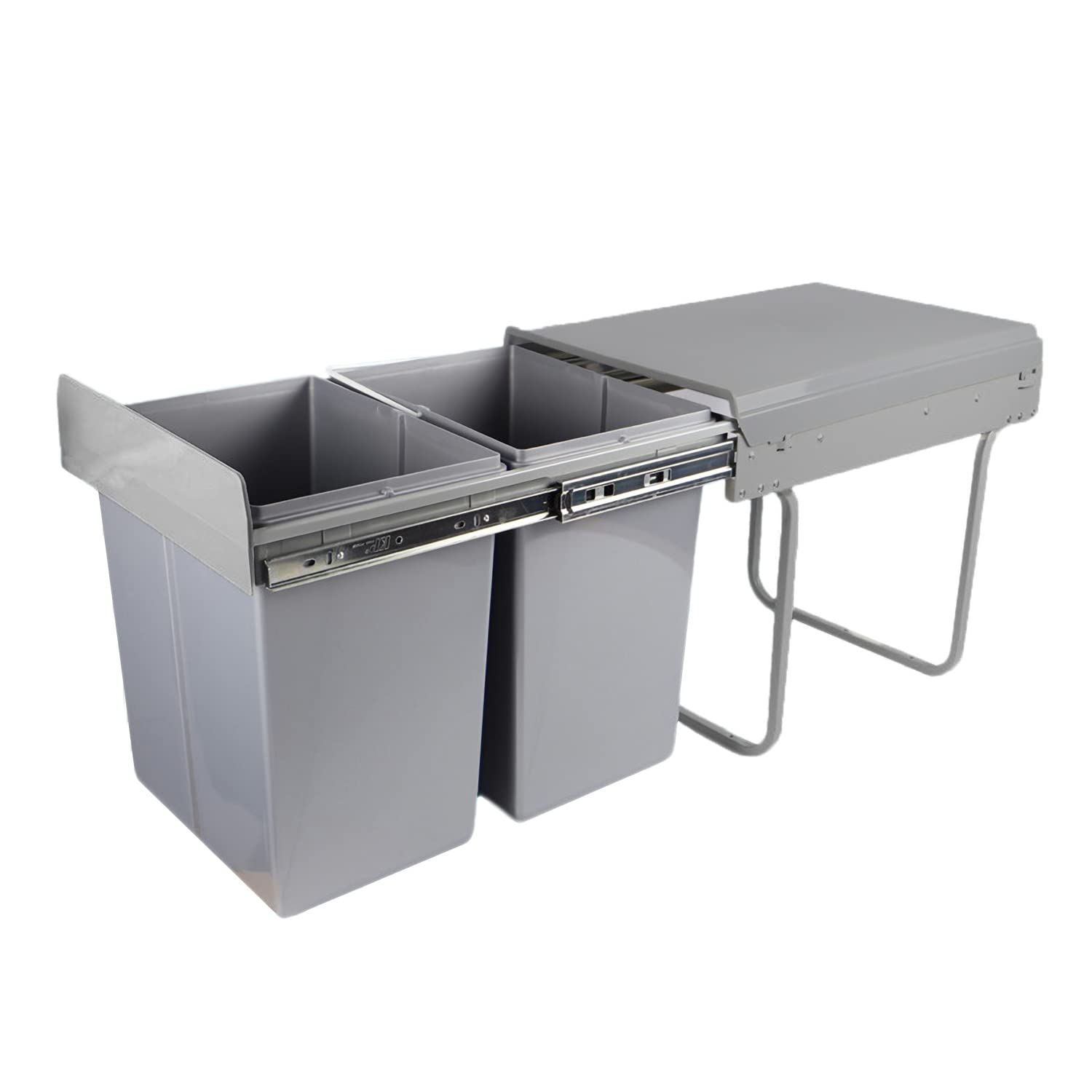Yodudm Double Pull Out Under Trash Can with Lid 10L + 20L (8
