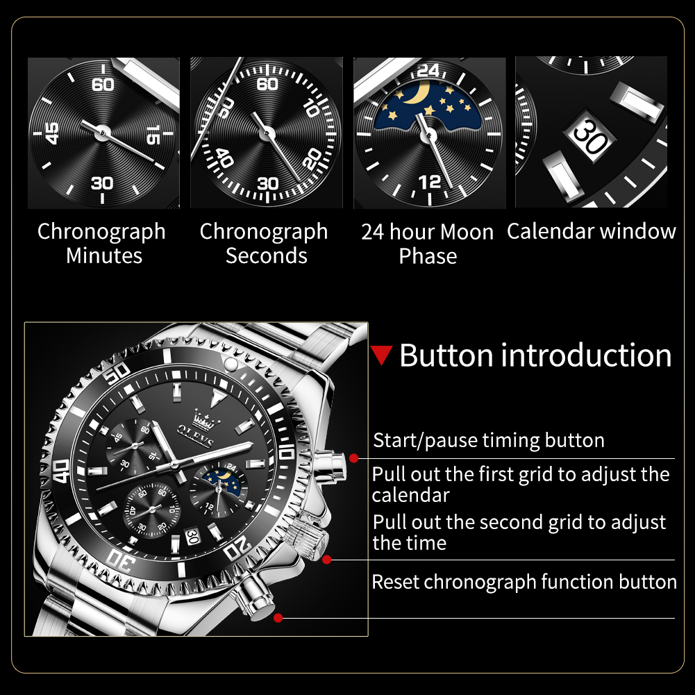 OLEVS Men's Chronograph Luxury Stainless Steel Watch photo 4