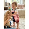 thumbnail image 5 of BemeyourBBs Newborn Baby Boy Girl 4th of July Outfit Patriot Independence Day Rompor Overalls American Flag Jumpsuit Star Stripe Suspender Pants Bib Overall Toddler Summer Fourth of July Clothes, 5 of 9