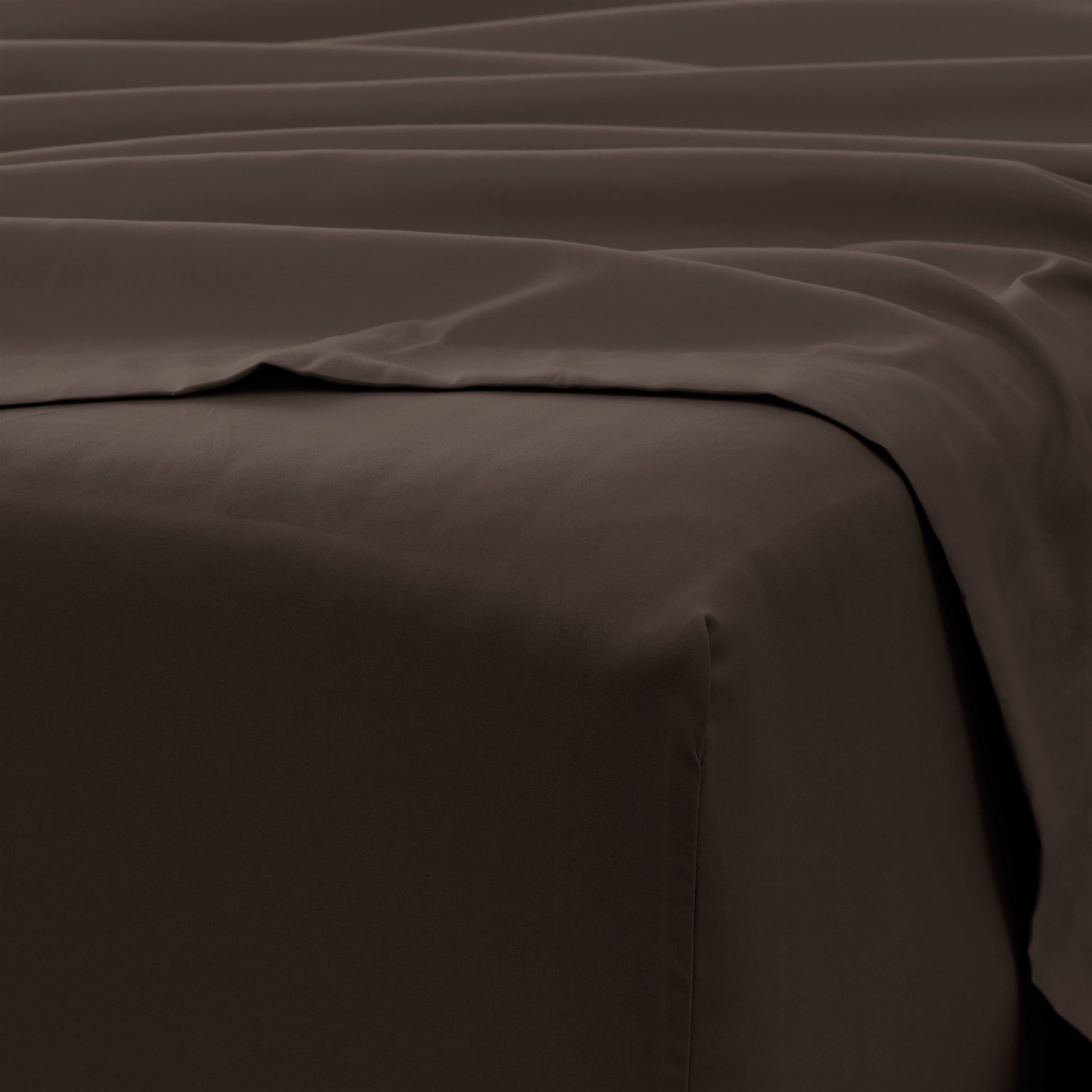 Noble Linens 4 Piece Solid Microfiber Bed Sheet Set, Chocolate, Full