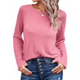 thumbnail image 2 of Camisetas de Larga para Mujer, Ropa de Moda de Otoño, Tops Modernos, Camiseta Básica de Punto con Cuello Redondo Rosa M, 2 of 10