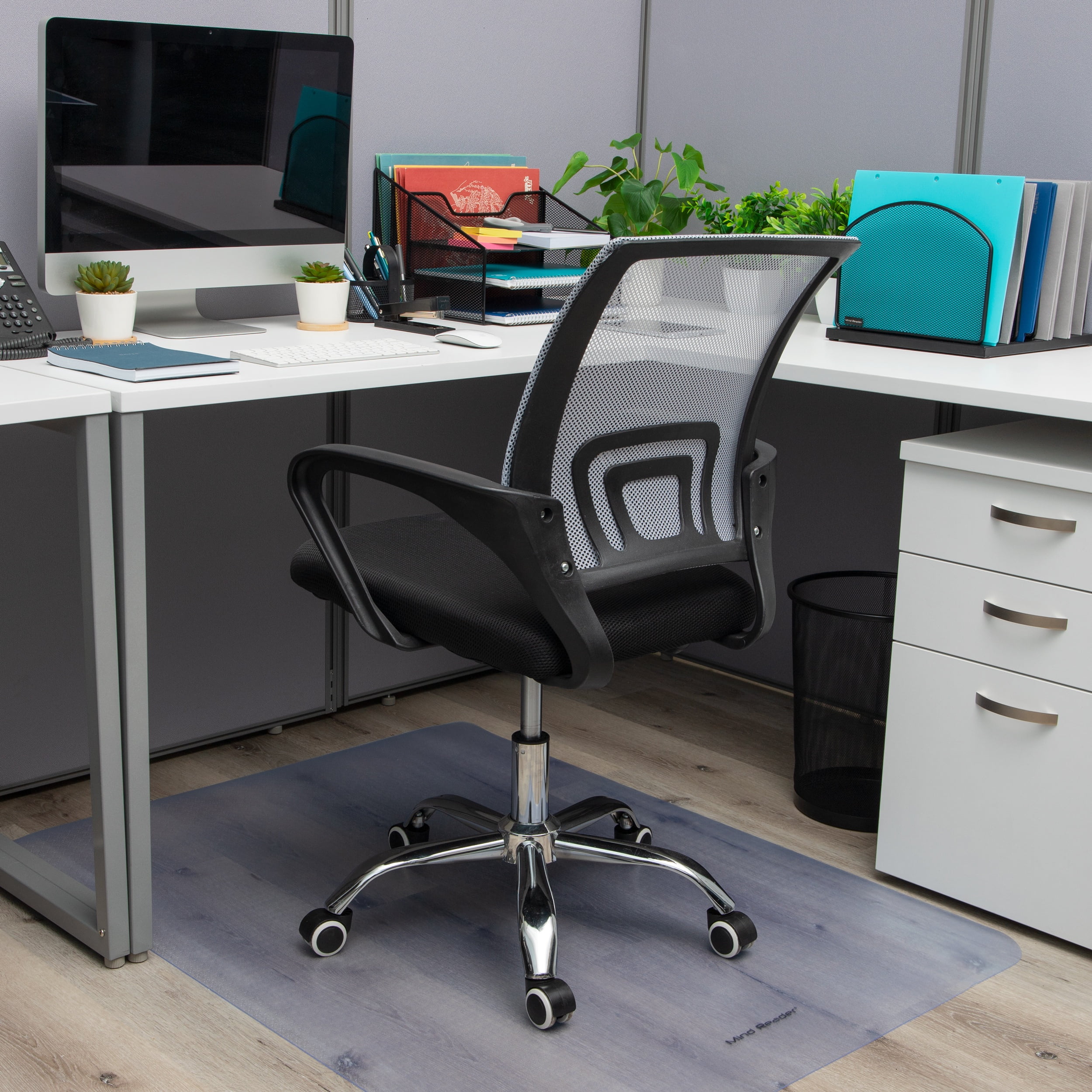 Mind Reader Swivel Office Chair with Wheels, Height Adjustable, Desk Chair, Office, 23"L x 21"W x 34.25-38"H