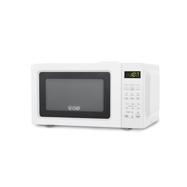 COMMERCIAL CHEF Microondas de 0,7 pies cúbicos con 10 niveles de potencia, microondas pequeño con asa, microondas de encimera de 700 W